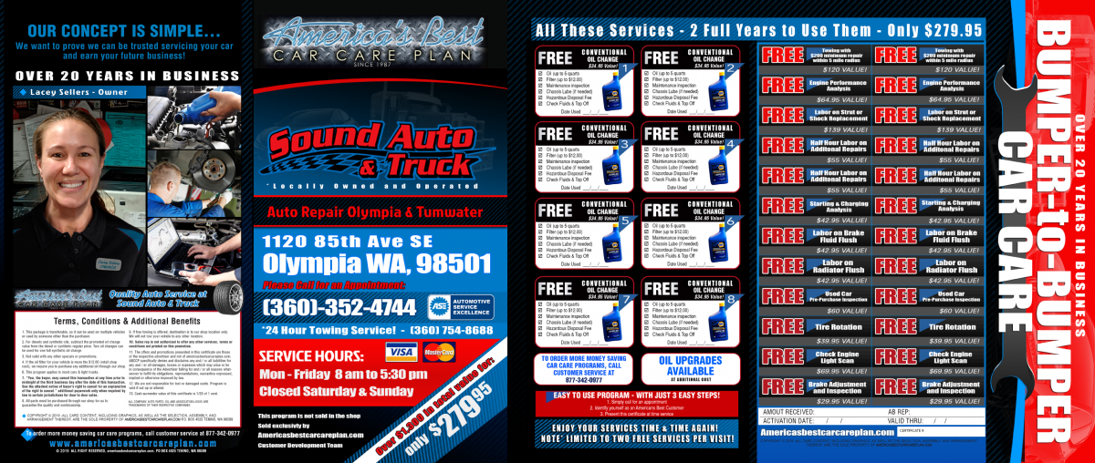 Oil Promotion for Sound Auto and Truck in Olympia WA